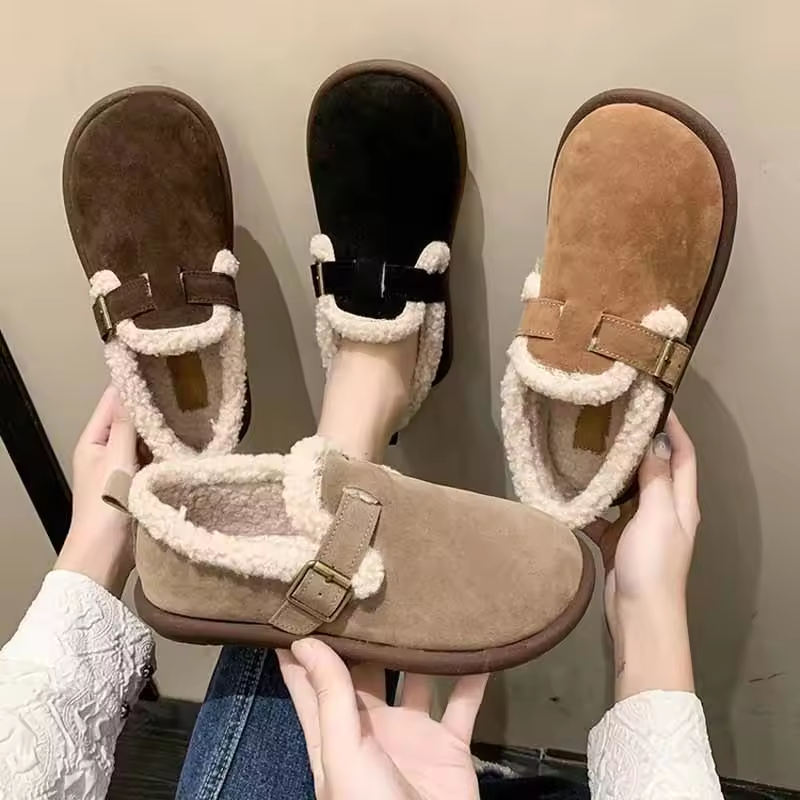 Comwarm Women Cotton Shoes Fluffy Fluffy Non-Slip Home Slides