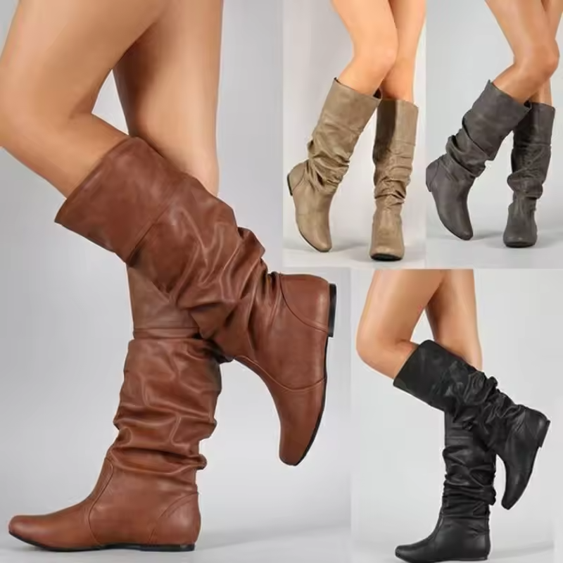 Women Leather Small And Medium Long Boots