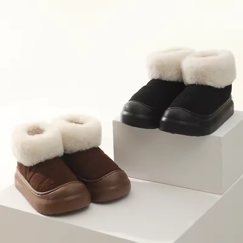 Women Thick Sole Suede Snow Boots Ladies Casual Warm Non-slip Winter Cotton Shoes