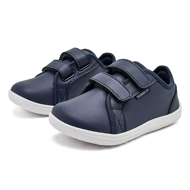 Kids Lightweight Hook Loop Faux Leather Shoes