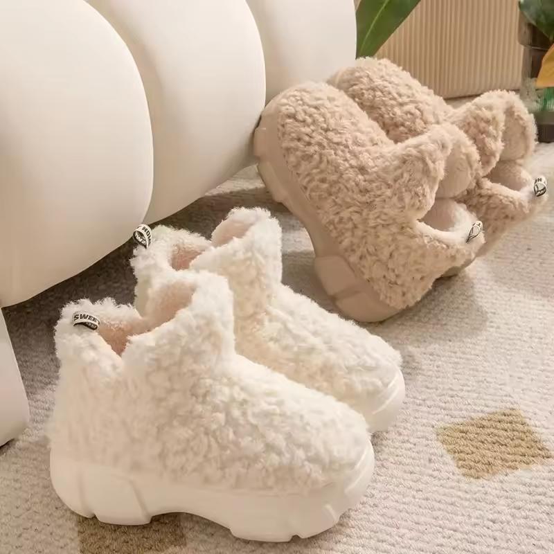Thickened Plush Fur Warmth Household Snow Boots for Women's
