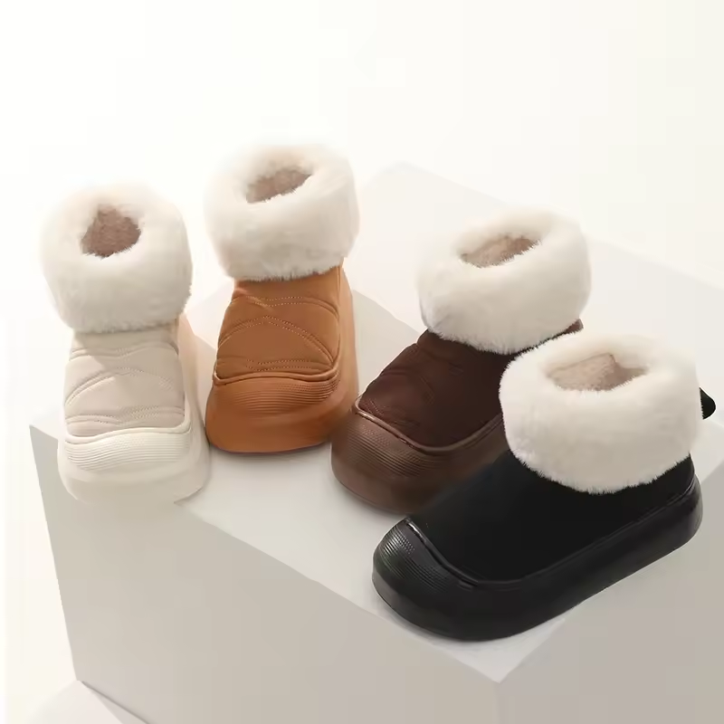Women Thick Sole Suede Snow Boots Ladies Casual Warm Non-slip Winter Cotton Shoes