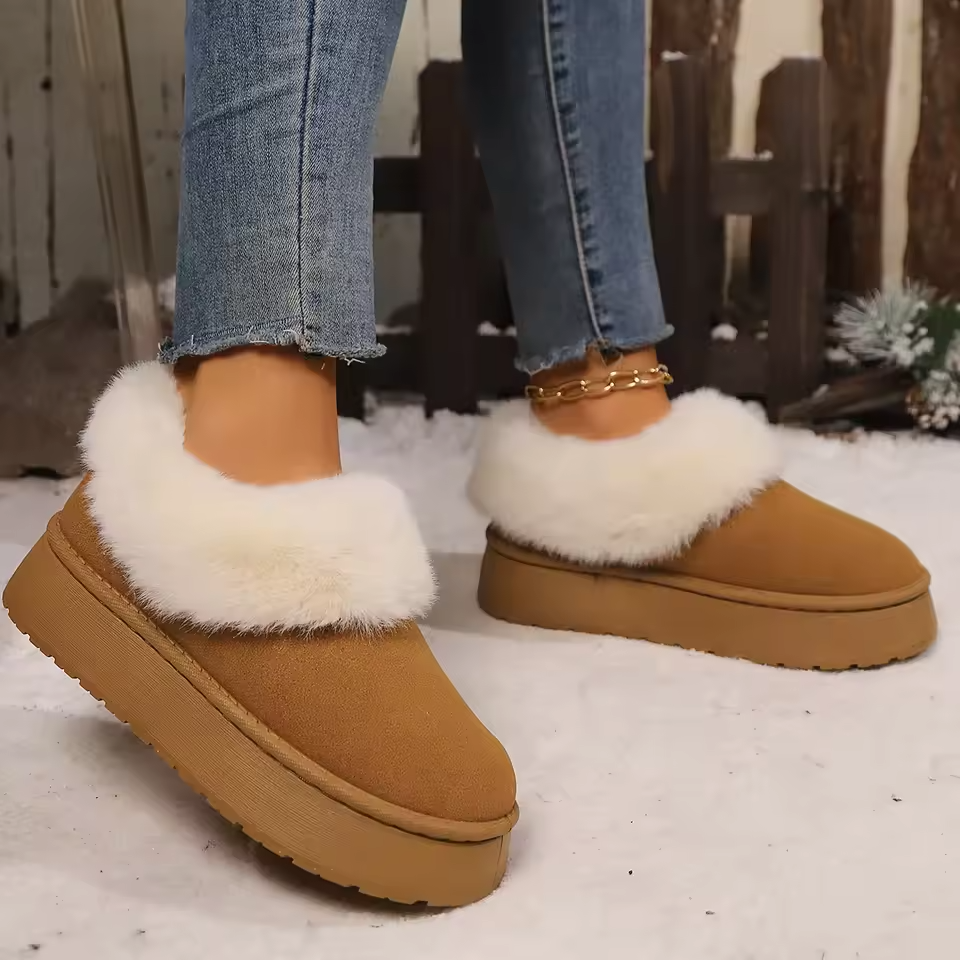 Winter New Women Boots Round Toe Mid Heel Shoes