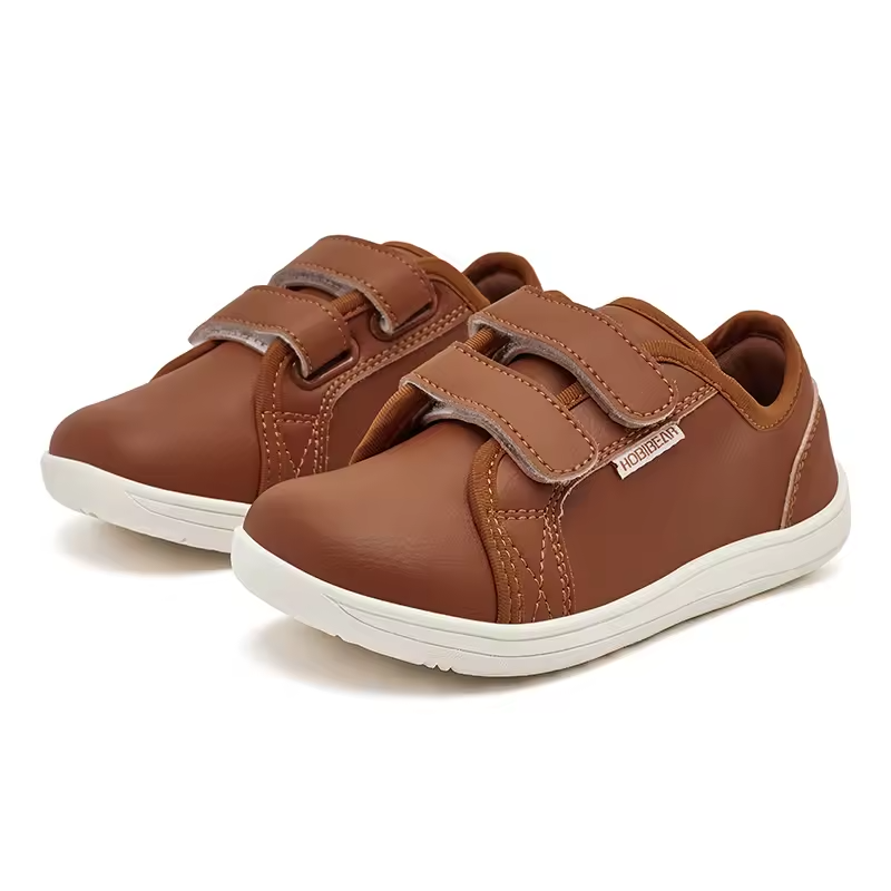 Kids Lightweight Hook Loop Faux Leather Shoes