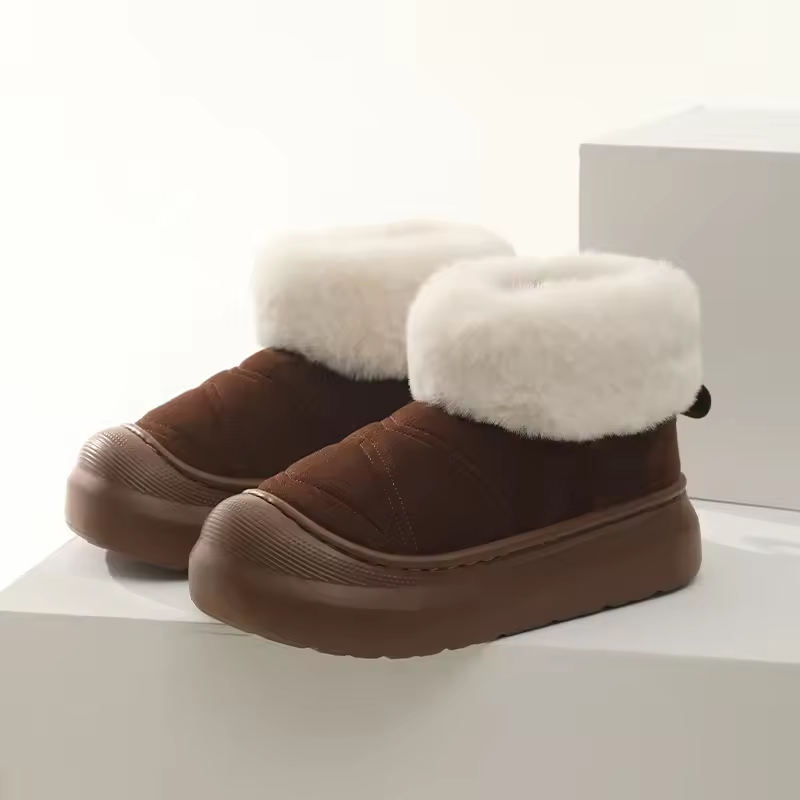 Women Thick Sole Suede Snow Boots Ladies Casual Warm Non-slip Winter Cotton Shoes
