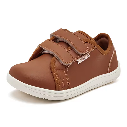 Kids Lightweight Hook Loop Faux Leather Shoes