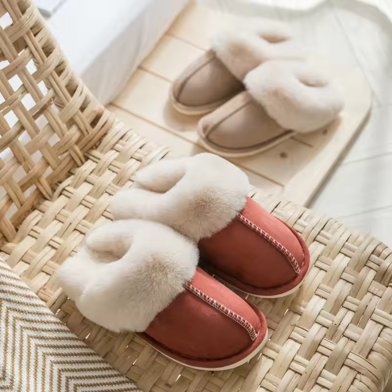 Winter Unisex Warm Plush Slippers Couple Indoor Non-slip House Slide